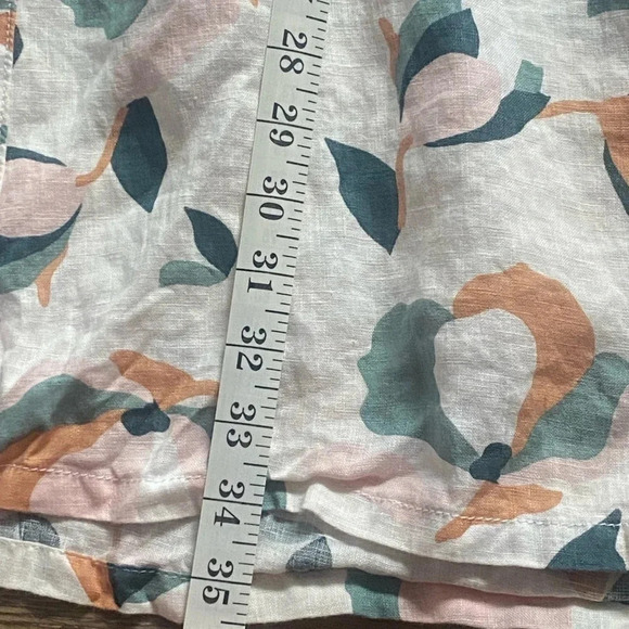 Rachel Zoe 100% Linen Floral Print Button-Up Collared Shirt Dress | Size Medium - Picture 3 of 4